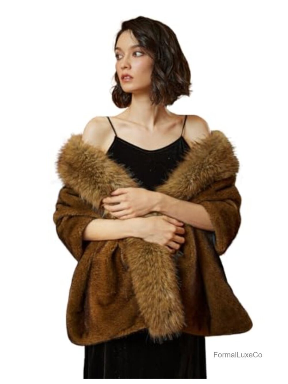 Faux Mink Fur Shawl Faux Fox Fur Trim Bridal Wedding Wrap
